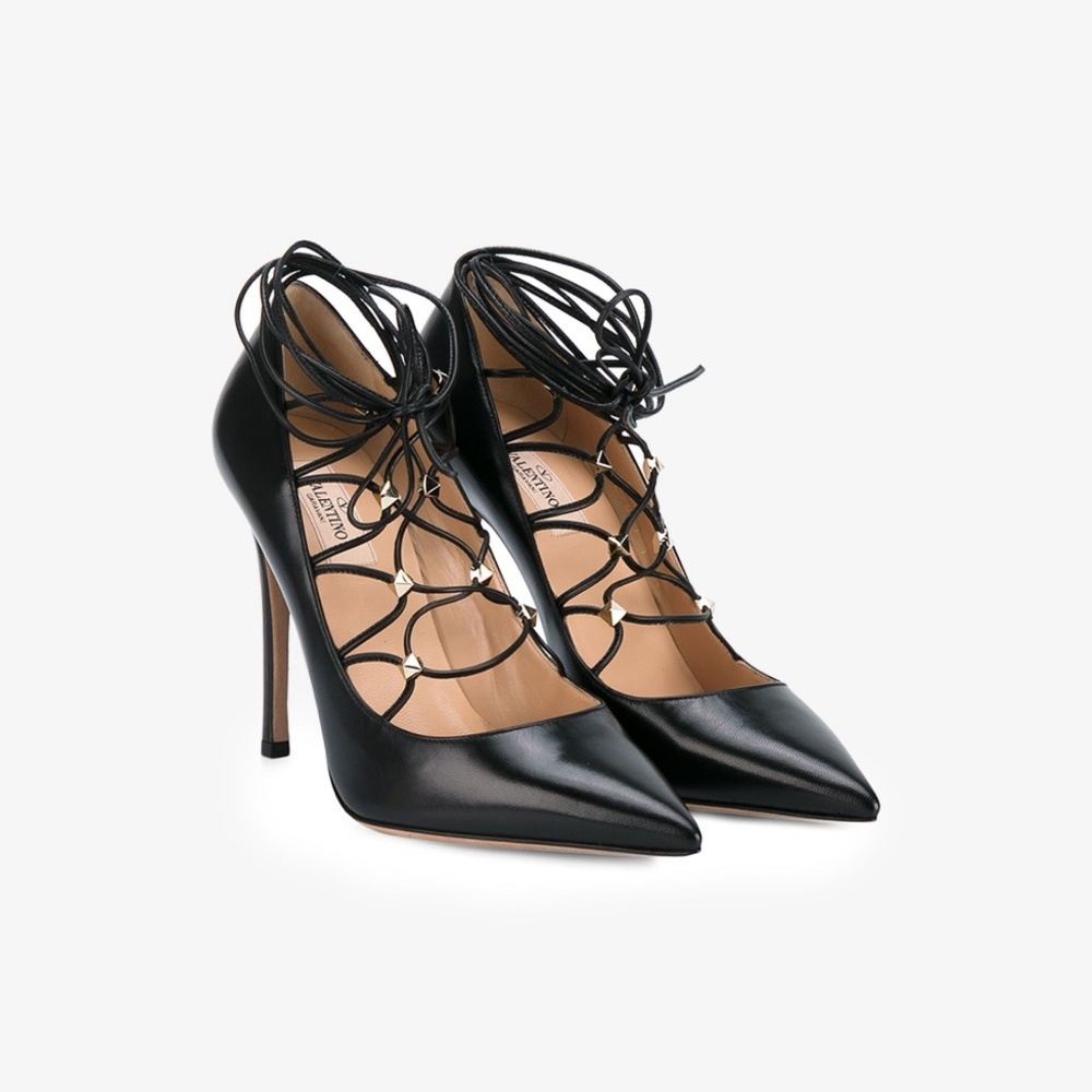 Valentino - Black Lace up Pumps